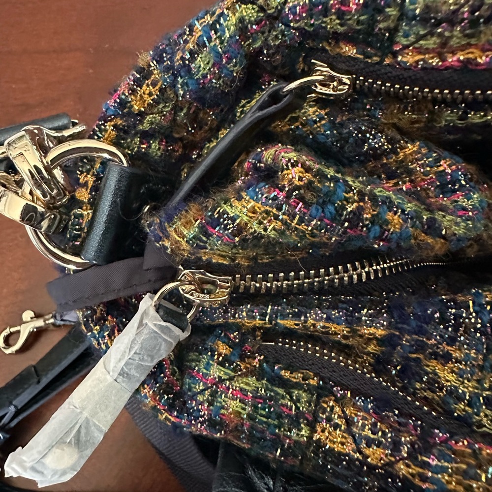 MZ Wallace The Metro Tote® Deluxe - Mini - Gold Multi Tweed Crossbody NWOT $258 - Picture 7 of 15